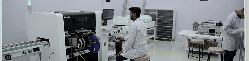 Automatic SMD pick-and-place machine populating LED boards