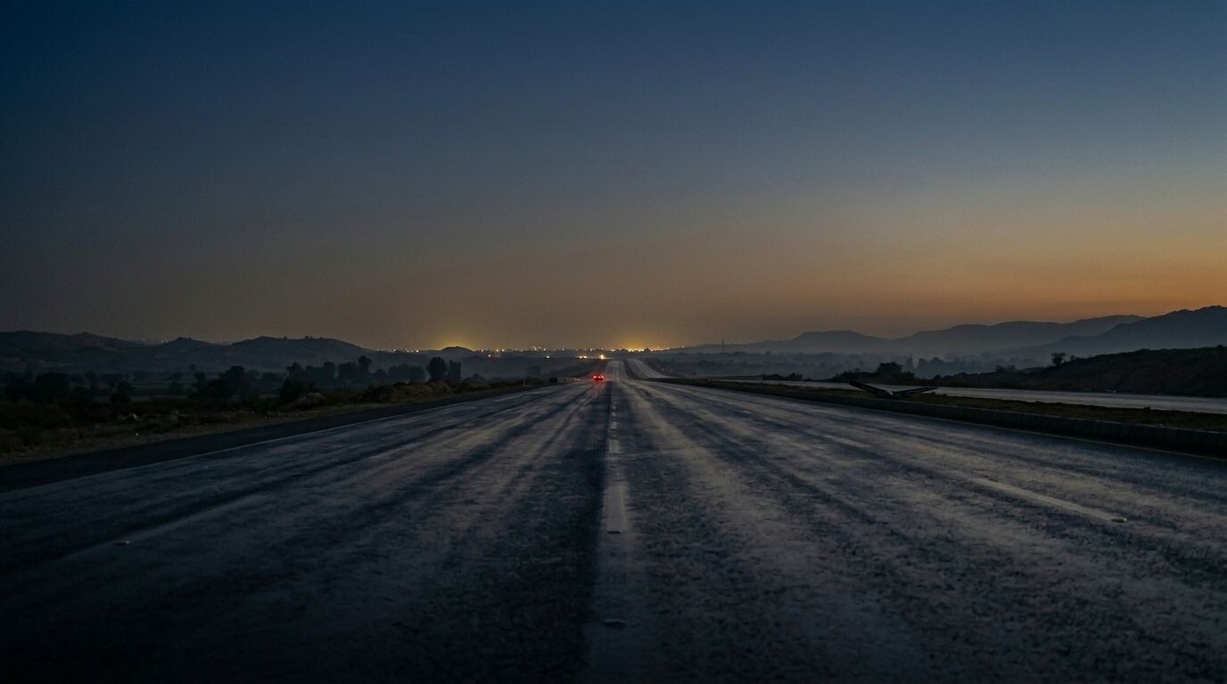 Butterfly Exceed Pro — Heavy-duty LED road light installed on a project site in Pakistan