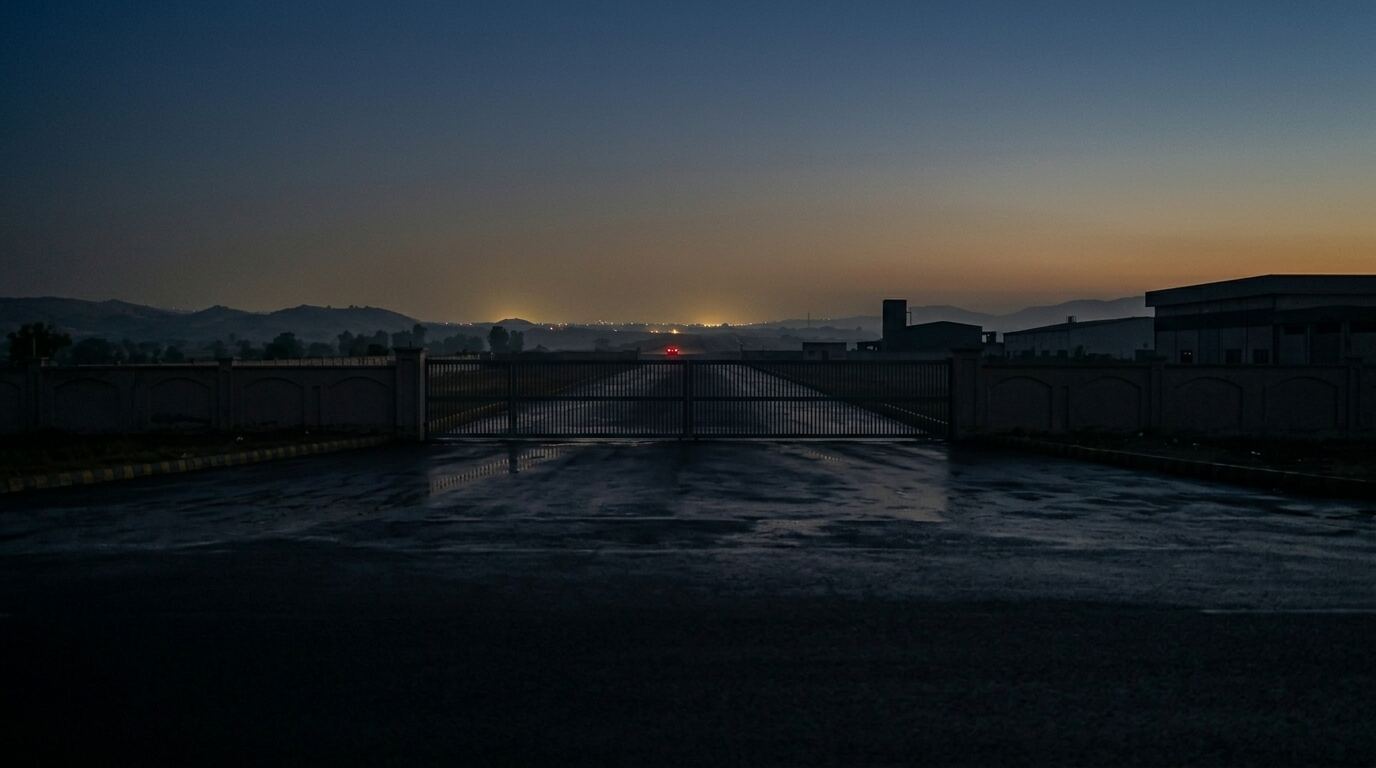 Butterfly Fusion X Flood — LED floodlight installed on a project site in Pakistan