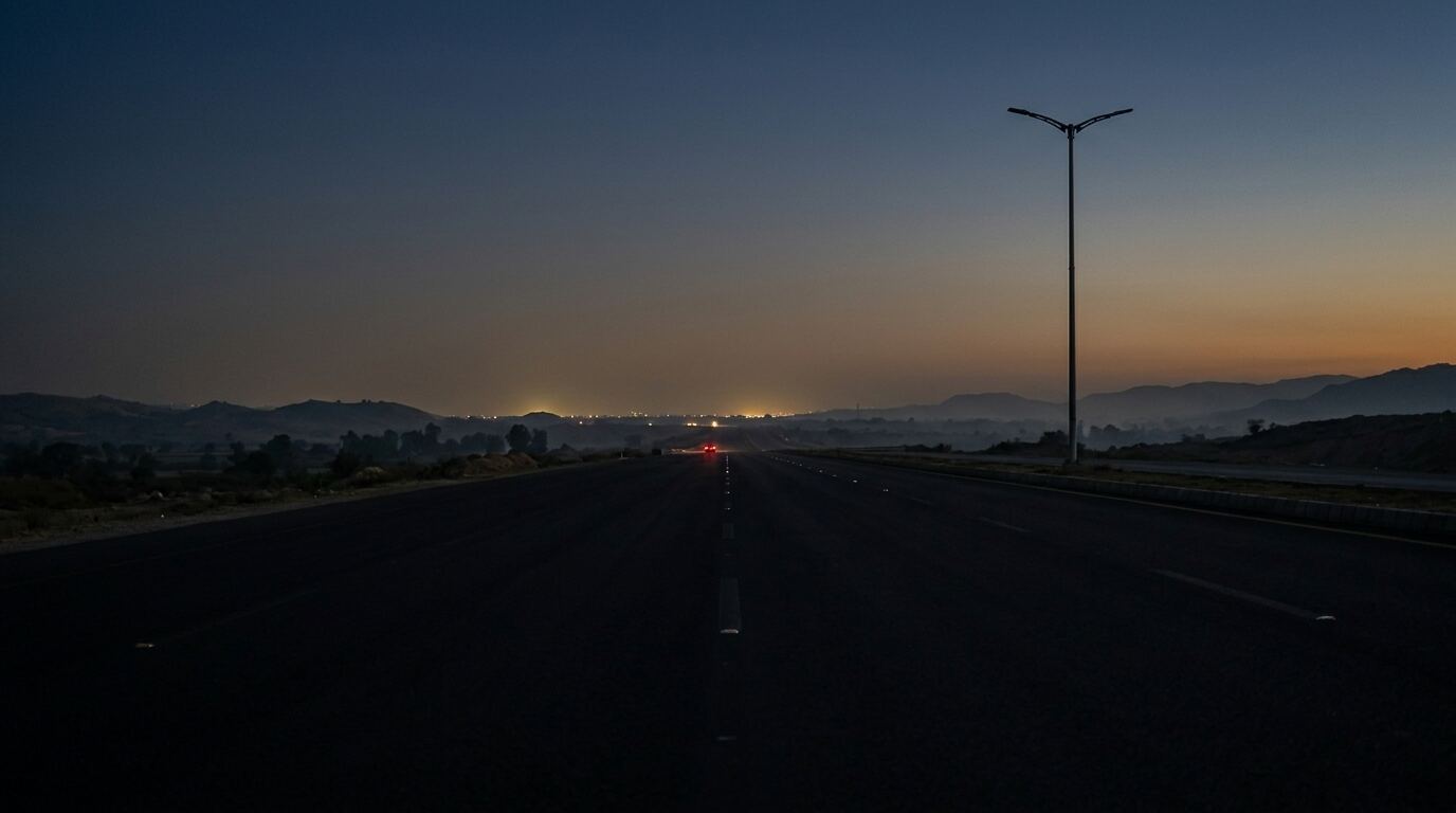 Butterfly Fusion X — Smart LED road light installed on a project site in Pakistan